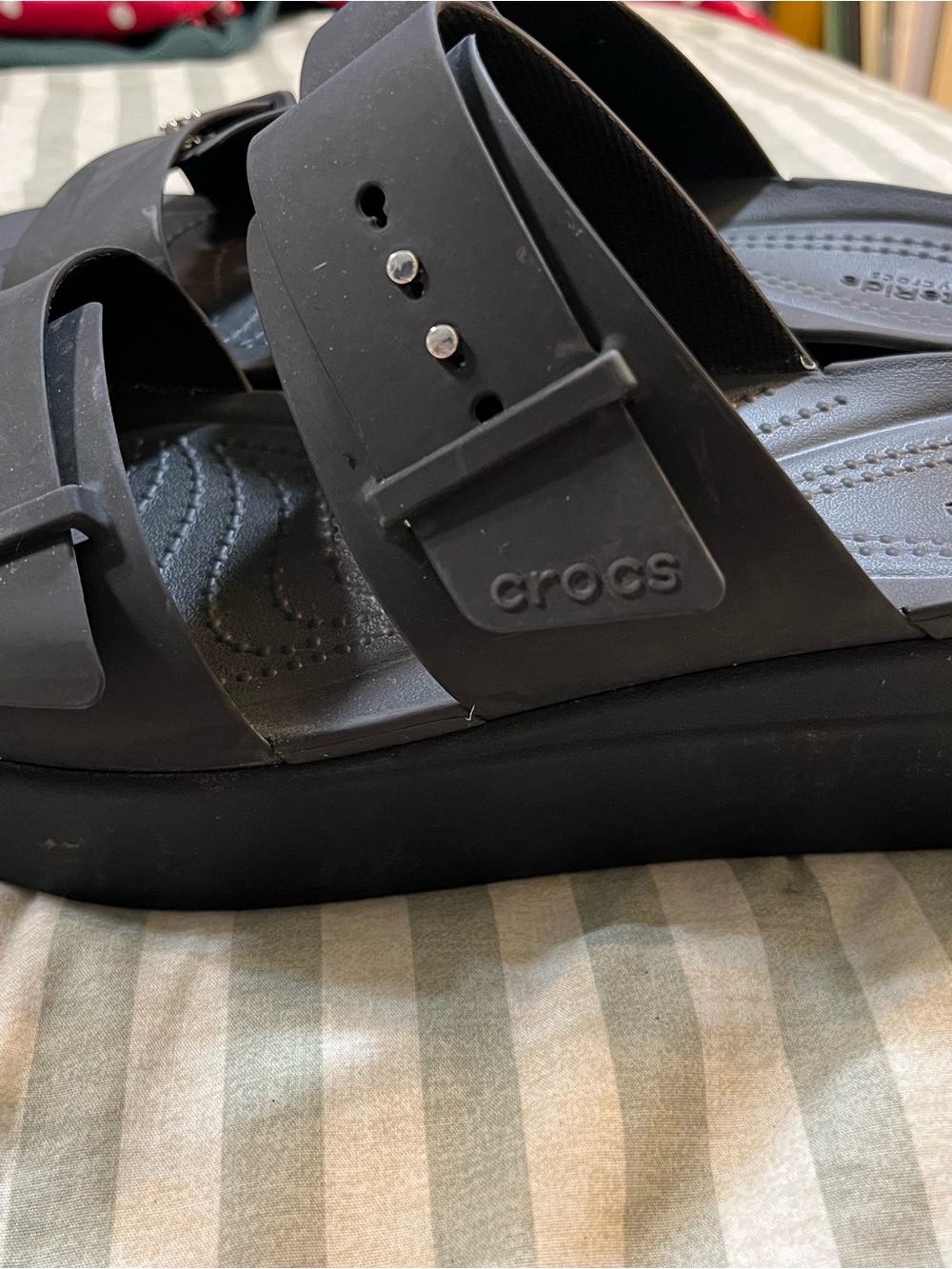 CROCS Black Platform Wedge Sandals